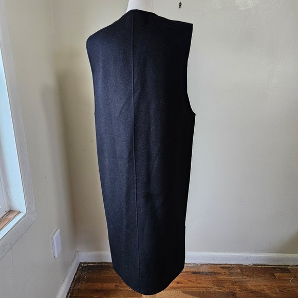 COS Boiled Wool Black V Neck Sleeveless Midi Dress Minimalist Chic Scandi Size 6 - Picture 7 of 8